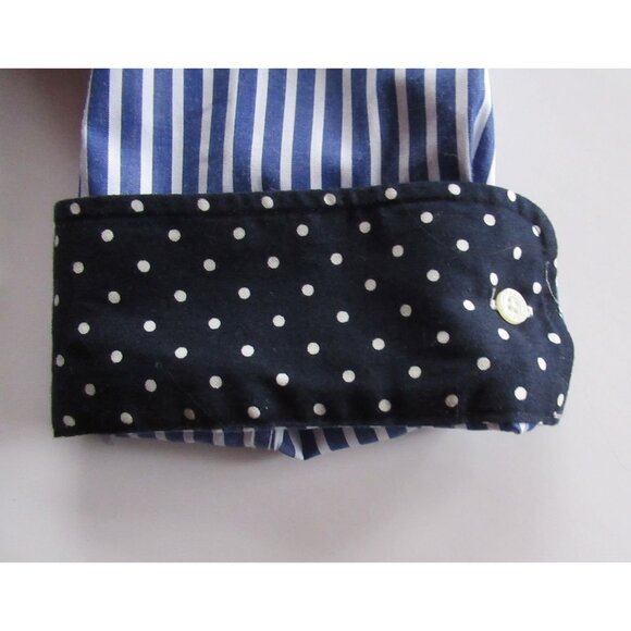 CHAPS Women Shirt Striped Blue/White Cotton Button-Down Casual No Iron - Picture 7 of 12